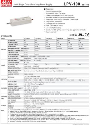 ベストセラー ミーンウェル 100w 24v 低電圧電源 LPV-100-24 LEDネオントランスフォーマー