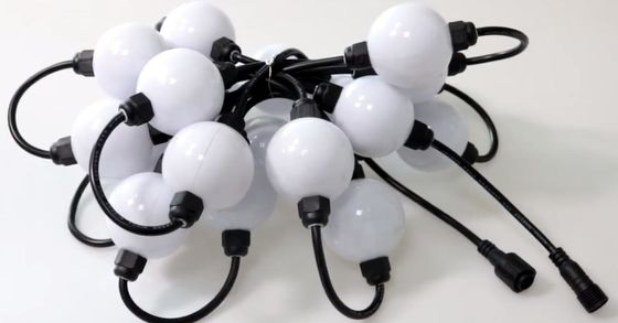 10 フィートリール DMX 24v 50mm RGB ピクセル LEDライト ストリング グローブ 3Dボール 屋外装飾プロジェクト